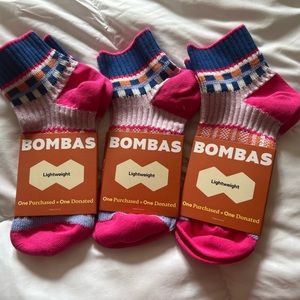Bombas set of 3 quarter socks size medium